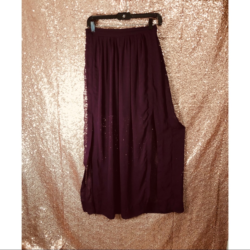 Double side slit long shear dress.